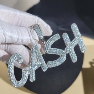 Colgantes y Dijes Personalizados de Diamante Moissanita, Cadena Cubana Personalizada de Plata 925, Collar de Lujo Estilo Hip Hop con Nombre Personalizado - Product Image 3