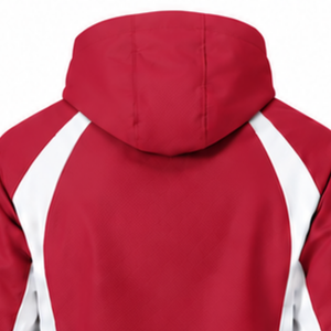 Crimson Red <b>White</b> Panel Hooded <b>Jacket</b> Full Zip Custom Athletic Windbreaker Lightweight Training Sportswear Team Outdoor <b>Jacket</b> - Product Image 4