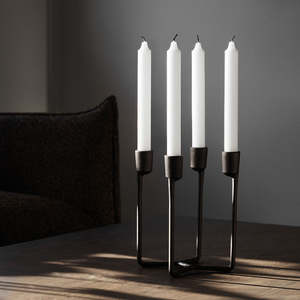 Candelabro Moderno de Acero Negro de 4 Brazos, Impermeable, Duradero, Portátil, Hecho a Mano, Ecológico, Decoración para el Hogar, Ocasiones, Eid - Product Image 2