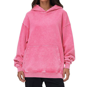 Nouveau sweat à capuche streetwear élégant pour femme, effet délavé, en molleton de coton, avec logo frontal - Product Image 1