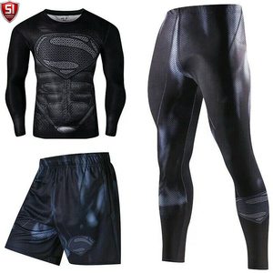 Conjunto de Rashguard de Compresión para Hombre, Manga Larga, Estampado Hexagonal Negro, Secado Rápido, Transpirable, Ecológico, Kit de Entrenamiento de MMA - Product Image 4