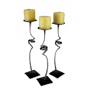Metal Candle Stand Set 3 Piece Spiral Design Cylindrical <b>Holder</b> Home Decoration Durable - Product Image 1