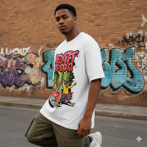 T-shirt pour homme en coton respirant écologique 300g, coupe classique, col rond, épaules tombantes, impression numérique personnalisée avec logo, style streetwear - Product Image 3
