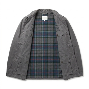Custom 100% Cotton Mens Waxed <b>Jackets</b> With Turn-down Collar <b>Work</b> Style Fleece Waterproof <b>Jacket</b> - Product Image 2