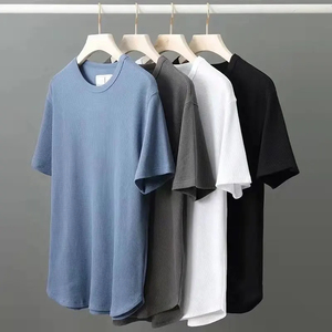 T-shirt à manches courtes en coton 100% à texture gaufrée, broderie personnalisée, t-shirt gaufré surdimensionné, t-shirt texturé pour homme - Product Image 2