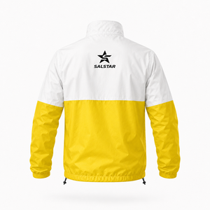 Custom High Quality <b>Men</b> Sports Track <b>Jacket</b> Full Zip Windbreaker Two Tone Yellow <b>White</b> <b>Jacket</b> Polyester Athletic Teamwear <b>Jacket</b> - Product Image 4