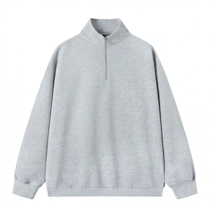 Sweat-shirts pour hommes en molleton graphique coupe décontractée avec logo brodé personnalisé, col montant et fermeture éclair quart de tour - Product Image 3