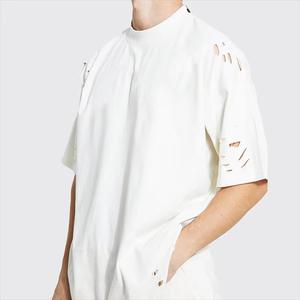 เสื้อยืดสไตล์ฮิปฮอปทรงปกติ ผ้าคอตตอนถัก 100% ล้างสีแบบแอซิดวอช ดีไซน์ใหม่สำหรับผู้ชาย - Product Image 6