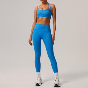 Nouvelle tenue de sport pour femme : Soutien-gorge de sport à bretelles réglables et dos nu, Legging de fitness push-up, Legging de gym, Legging de yoga uni avec cordon de serrage - Product Image 4