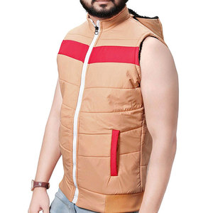 Econex Sports Gilet matelassé en polaire tricoté pour homme, couleur beige, col montant, fermeture éclair, coupe-vent, respirant, décontracté, pour l'automne - Product Image 6