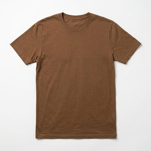 Camiseta de Algodón Marrón para Hombre, Cuello Redondo, Manga Corta, Corte Regular, Estilo Casual, Tejido Jersey, Color Sólido - Product Image 5