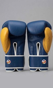 Guantes de Boxeo Profesionales DF-BGAyb2 Azules y Amarillos de 16oz con Cierre de Gancho y Bucle, Agarres Elásticos para Sanda, Kickboxing, Entrenamiento de MMA para Adultos - Product Image 3