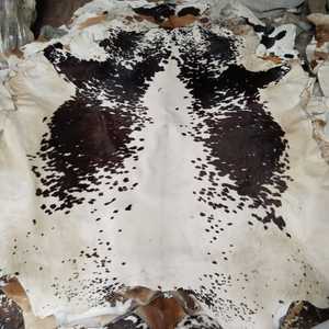 Genuine Cowhide Varsity <b>Jacket</b> Full Pelt Hair on Natural Brown White Animal Pattern One Whole <b>Leather</b> 100% Polyester Filling - Product Image 3