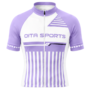 Maillot de Ciclismo Blanco Lavanda de Manga Corta con Cremallera Completa, Secado Rápido, Transpirable, para Bicicleta de Carretera, Ligero, Ropa Deportiva de Entrenamiento - Product Image 1