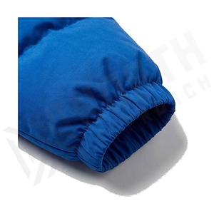 Hooded <b>Quilted</b> Jacket Blue Full Sleeve Winter Thick Polyester Filling Woven Fabric Regular Length <b>Single</b> Button Closure - Product Image 6