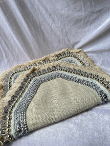 Bolso de mano bohemio de yute natural con borlas, flecos y cuentas, hecho a mano, textil, con espejo, estilo tribal, a la moda - Product Image 3