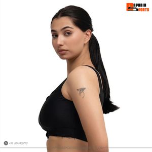 Soutien-gorge de sport noir à col carré pour femme avec fermeture éclair avant, maintien moyen, respirant, sans coutures, idéal pour le fitness (vente en gros) - Product Image 2