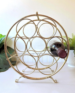 Estante para Vino Circular de Hierro Forjado Estilo Vintage, de Sobremesa, con Capacidad para 6/7 Botellas, Acabado Cromado Elegante - Product Image 2