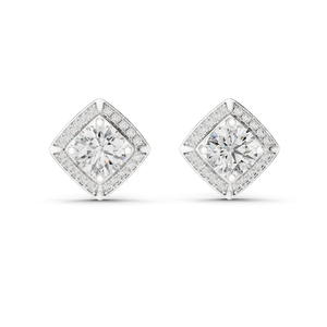 Rose Gold Round brilliant Cut Diamond <b>Stud</b> <b>Earrings</b> Women's Classic Engagement Jewelry D Color Lab Diamond Halo Design - Product Image 4