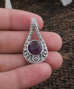 Collier unisexe vintage en argent sterling 925 plaqué platine avec breloques en améthyste naturelle serties clos, bijoux de famille, février - Product Image 2