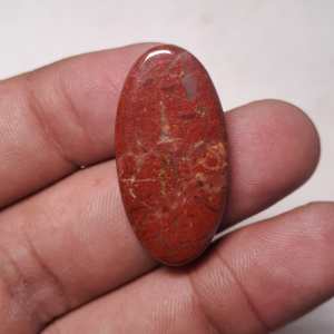 Cabochon en Jaspe Rouge Naturel, Pierre Précieuse Libre, Forme Ovale 31x15mm, 25 Carats, pour la Fabrication de Bijoux et Accessoires - Product Image 3