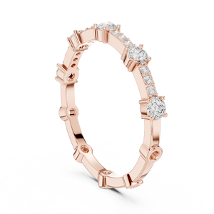 Anillo de Eternidad con Diamantes Cultivados en Laboratorio en Oro Rosa para Mujer |   Anillo Apilable de Aniversario de Bodas con Corte Redondo y Puntas Compartidas, Regalo - Product Image 1