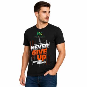 Camiseta Personalizada para Hombre con Estampado 'Never Give Up', Estilo Casual de Verano, Hip Hop, Streetwear, Transpirable, de Algodón, con Diseño Gráfico - Product Image 1