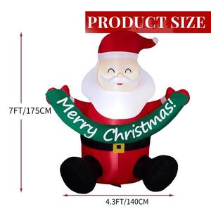 Decorazione Natalizia Gonfiabile di Babbo Natale Illuminato da 1,77 m in PVC per Giardino, Banner Divertente e Impressionante - Product Image 4
