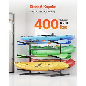 Soporte Resistente para 6 Kayaks, Capacidad de 400 Libras, Soporte Independiente para Interiores/Exteriores, para Almacenamiento en Garaje o Muelle - Product Image 2