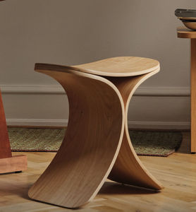 Contemporary Wooden Saddle <b>Stool</b> Curved Backless Seat Accent Side Chair for Living Room Dining Space Housewarming Tabletop Decor - Product Image 1