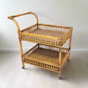 Rattan drink carts handmade drinks cart trolley eco-friendly cane bar trolleys bar accessory - Product Image 4