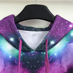 Sweat-shirt à capuche unisexe imprimé galaxie violet noir blanc décontracté en polyester tricoté pour l'automne - Product Image 2