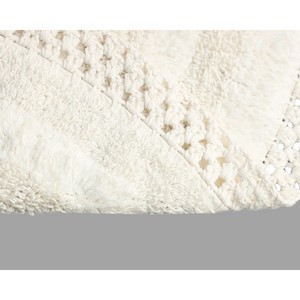 Half Circle Cotton Bath <b>Mat</b> Solid Color Non-Slip Rubber Backing Thick Tufted Modern Home Use White - Product Image 3