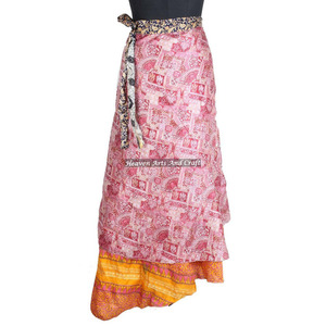 New Skirts Indian Bohemian Multi Dress Vintage Silk Sari Skirt Magic Reversible Sari <b>Wrap</b> Skirt / Girls <b>Sarong</b> / Multi Way Wear - Product Image 5