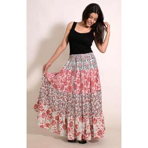 Women's Cotton Printed Breathable Casual Handmade Boho Maxi <b>Skirt</b> Lightweight <b>Summer</b> Beach Holiday Wear - Product Image 4