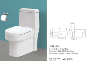 CLOSET MONOBLOQUE DE 720X350X645 mm CON SIFÓN EN S DE 225 mm Y 100 mm CON EXCELENTE SISTEMA DE DESCARGA - Product Image 3