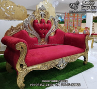 Schöne weiße Hochzeit Couch Set für Braut und Bräutigam Golden poliert geschnitzte Sof amöbel für asiatische Hochzeiten