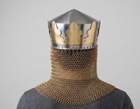 Handmade King Arthur Steel Helmet with Chain Mail | Steel Medieval Crown Headpiece |