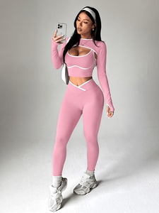 Custom Womens Three Piece Workout Set Yoga Crop <b>Top</b> Sports Bra <b>And</b> Matching <b>Leggings</b> For Gym Fitness Training Exercise - Product Image 6