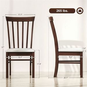 Set di Due Sedie da Pranzo in Legno Marrone Scuro e Beige per Soggiorno e Cucina - Product Image 6