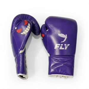 Factory Manufacture Custom Made Purple Fly Boxing <b>Gloves</b> 100% Original Leather Professional Pro Punching Fly Boxing <b>Gloves</b> - Product Image 1