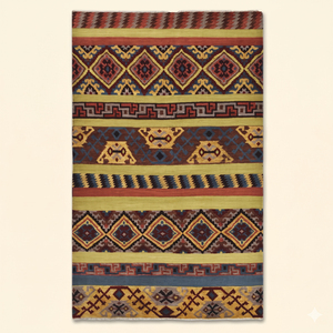 Tapis Madic Mosaic multicolore tufté à la main, antidérapant, écologique, motif tribal géométrique moderne, en laine, à poils épais, pour salon - Product Image 1