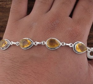 Citrine Bracelet 925 Sterling Silver Handmade Luxury <b>Charm</b> Bracelet Pear Shape Natural Citrine Gemstone for Women Fashion Gift - Product Image 4