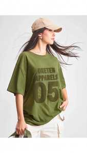 เสื้อยืดผู้หญิงฤดูร้อน สีกรมท่า ผ้าฝ้ายนุ่ม สไตล์ลำลอง คอกลม ไหล่ตก แขนสั้น ระบายอากาศได้ดี คุณภาพสูง ปรับแต่งได้ แฟชั่น - Product Image 3
