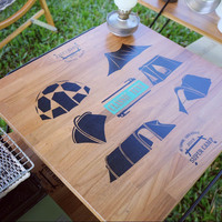 Table de camping pliante moderne de première classe en bois de teck grainé, mobilier d'extérieur pour salle à manger