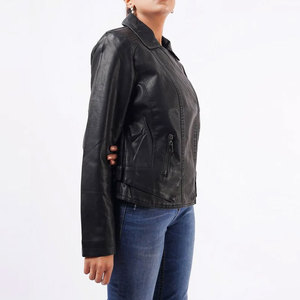 Womens Winter Leather Crop <b>Jacket</b> Genuine Real Slim Fit Biker Zip Crop Coat Stylish Fashion Outerwear <b>Zipper</b> <b>Jackets</b> - Product Image 3