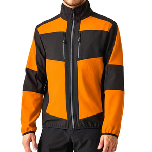 Men's <b>Red</b> Black Color Blocking Fleece <b>Jacket</b> Stand Collar Zipper Front Windproof Casual Autumn Wear - Product Image 3