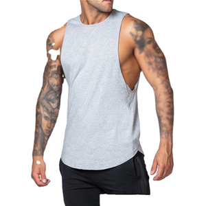 Débardeurs pour hommes en coton/élasthanne tricotés avec impression personnalisée |   T-shirt grande taille à col rond, respirant, séchage rapide, anti-boulochage, style urbain - Product Image 5