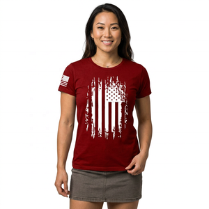 T-shirt à manches courtes rouge pour homme avec imprimé drapeau américain, col rond, jersey décontracté, coupe régulière, longueur normale, 100% coton respirant - Product Image 2