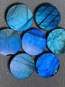 Cabujón Redondo de Labradorita Azul Natural, Piedra Preciosa con Reverso Plano de 5-30 mm, Piedra Suelta Pulida Brillante para Fabricación de Joyas, Kit de Bricolaje - Product Image 2